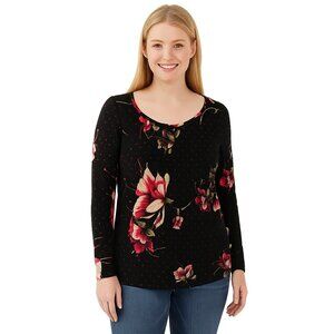 NWT White House Black Market Long Sleeve Scoop Neck Tee Holiday Floral